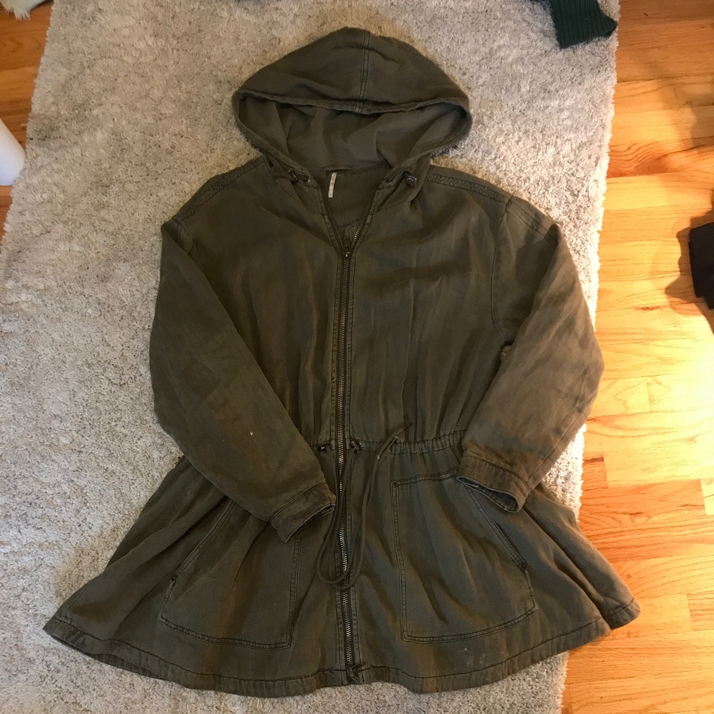 free people green overcoat